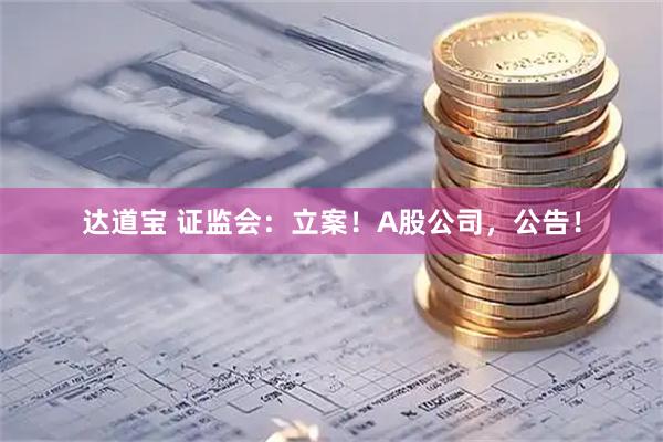 达道宝 证监会：立案！A股公司，公告！