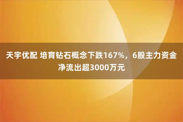 天宇优配 培育钻石概念下跌167%，6股主力资金净流出超3000万元